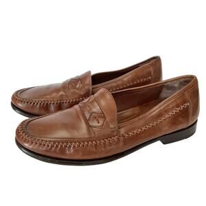 Johnston & Murphy Penny Loafers Mens 11.5 Genuine Leather Brown Dress Shoes